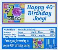 70s birthday party favors candy wrappers personalized  