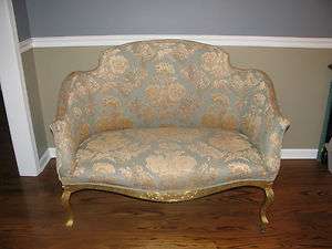 French Settee/loveseat with gold leaf legs NEW PRICE  
