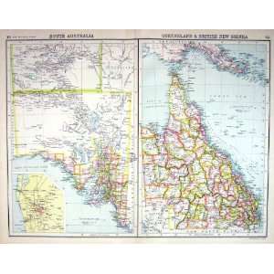 Bartholomew Map C1900 Australia Queensland British New Guinea Adelaide