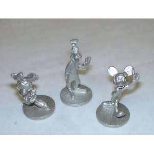 Set of 3 Disney Pewter Figures 1 Tall  Mickey Mouse Minnie Mouse and 