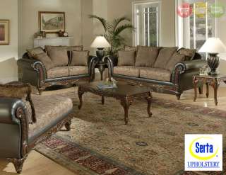 Serta Formal Luxury Sofa, Love Seat, Chaise & Tables 6 Piece Living 
