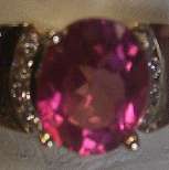 Pink Tourmaline and Opal Gemstone Ring 14k Gold, New Fine Fashion 