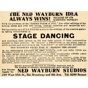  1923 Ad Ned Wayburn Studios Stage Dancing Vaudeville 