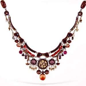 Ayala Bar Necklace   The Classic Collection   in Red and Amber Tones 