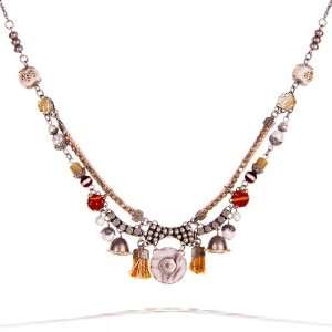 Ayala Bar Fabric and Beads Necklace   The Hip Collection   in Sunset 