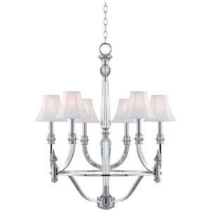  Chrome Finish with White Shades 25 Wide Chandelier