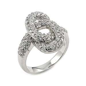  925 Sterling Silver Knot Shape Cubic Zirconia Ring 