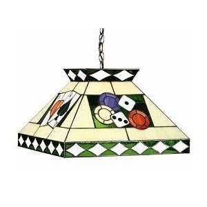  Stained Glass Tiffany Style Poker Pendant 14H x 18W 
