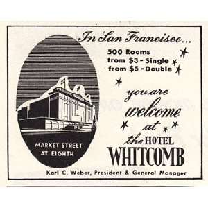  Print Ad 1947 Hotel Whitcomb Hotel Whitcomb Books