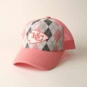 NFL Reebok Kansas City Chiefs Pink Argyle Trucker Style Baseball Hat 