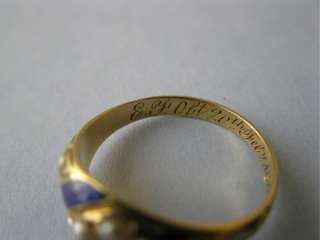   Victorian Mourning Locket 14k Gold Seed Pearl Enamel Ring  