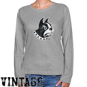  NCAA Wofford Terriers Ladies Ash Distressed Logo Vintage 