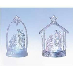  Set of 6 Icy Crystal Lighted Nativity Scene Christmas 