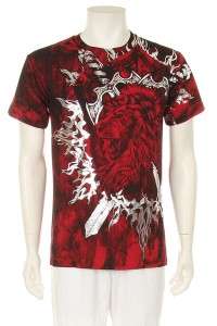 Mens Lion Sword & Shield Design Fashion Screen Printed T shirt