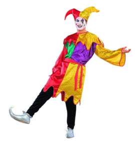 Adult Multicolor Court Jester Men Halloween Costume  