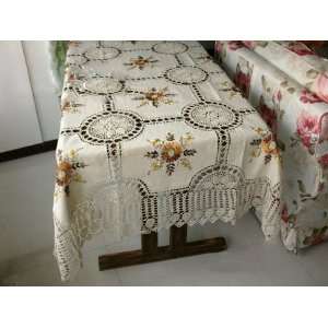 Hand Crochet Lace Silk Ribbon Embroi Table Cloth60x90 