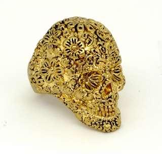 Disney Couture Pirates Gold plated Skull Ring  