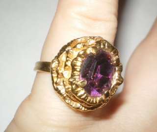 Vintage Purple Amethyst Signed SARAH COV Sz 5.5 Ring  