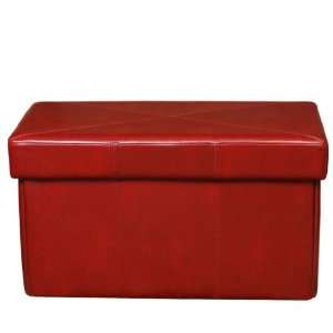  Peabody Red Leather Foldable Storage Ottoman Furniture 