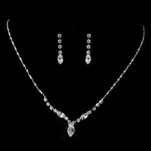  Silver Clear Necklace & Earring Seet Jewelry