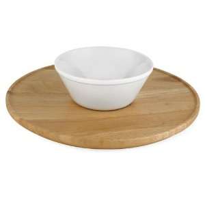  Dansk Puri.T Wooden Crudites w/ Ceramic Bowl Kitchen 