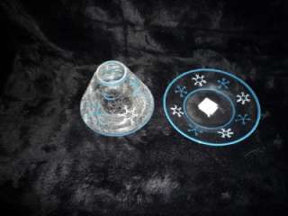 Crackle Glass Candle Shade/Flute and Plate   Snow Flake  