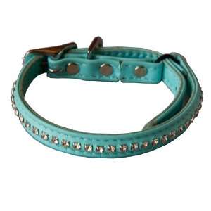  Crystal Leather Safety Cat Collar   True Blue (Turquoise 