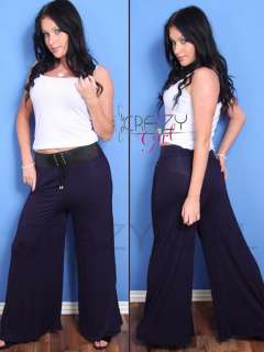 New Ladys Womens WIDE LEG Palazzo Belted Pants TROUSER Size S,M,L,XL 