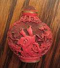 antique carved lacquer cinnabar brass signed pill snuff