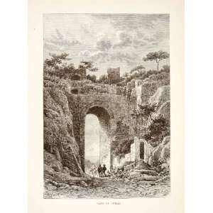 com 1890 Wood Engraving (Photoxylograph) Ancient City Gate Arch Cumae 
