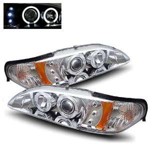  94 98 Ford Mustang Chrome LED Halo Projector Headlights 