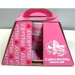   Hello Kitty 3 Piece Stacking Snack Plate & Cup Set (Pink/mulit) Baby