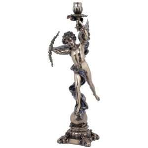  18 inch Bronzehued Candle Holder Greek WingedCupid with 
