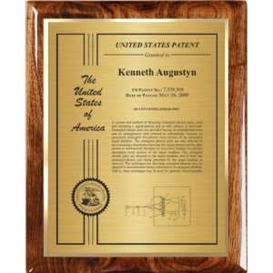  Hi Gloss Walnut Certificate Patent Plaque