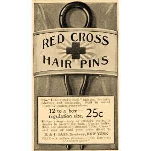  1905 Ad Red Cross Hair Pin Bass Coiffure Tortoise Shell 