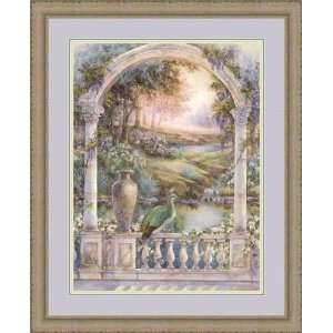 Garden of Paradise  Royal Peahen by Lena Liu   Framed Artwork 