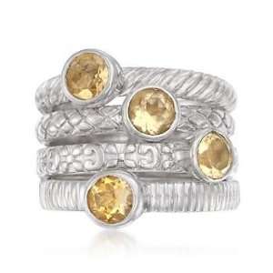    Set of Four 1.60 ct. t.w. Citrine Rings In Sterling Silver Jewelry