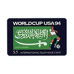   Card $5. World Cup USA 94 Soccer Saudi Arabia Flag & Athlete w/ Ball