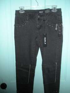 New ALLEN B. Black Stretch Studded Skinny Jeans 4 NWT $58 Punk ABS 