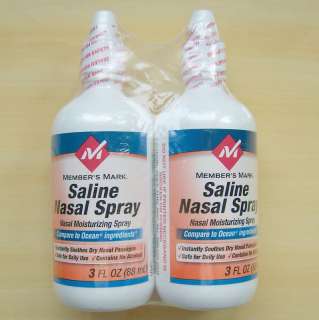 SALINE NASAL SPRAY Members Mark TWO 3 oz Bottles NEW 681131792622 