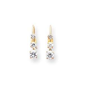  Sardelli   14k 3 Stone Cubic Zirconia Leverback Earrings Jewelry