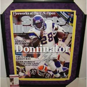  NEW Adrian Peterson SIGNED SUEDE Framed SI 16X20 JSA 