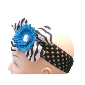   Toddler Hair Bows Crochet flower Black head band