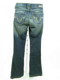 NWT ANTIK Flare Leg Blue Dark Wash Gold Embroidered Denim Jeans Size 