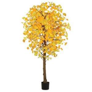   Lit Potted Artificial Gold Gingko Tree   Clear Lights