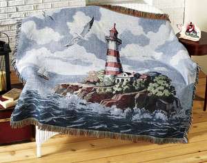 Lighthouse Nautical Tapestry Throw Blanket  
