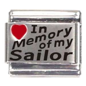  In Memory Of My Sailor Red Heart Laser Italian Charm 