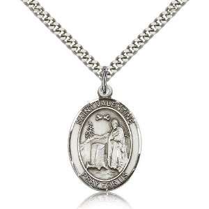 925 Sterling Silver St. Saint Valentine of Rome Medal Pendant 1 x 3/4 
