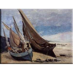  Fishing Boats on the Deauville Beach 30x23 Streched Canvas 