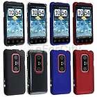 Black+Clear+Red+Blue Snap On Rubber Hard Cover Case For Sprint HTC EVO 